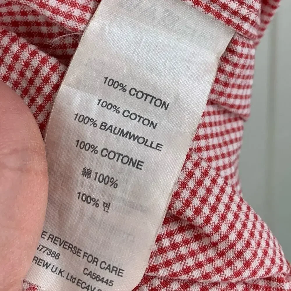 J Crew Red Gingham Button Down Shirt Classic Preppy Men Large Slim